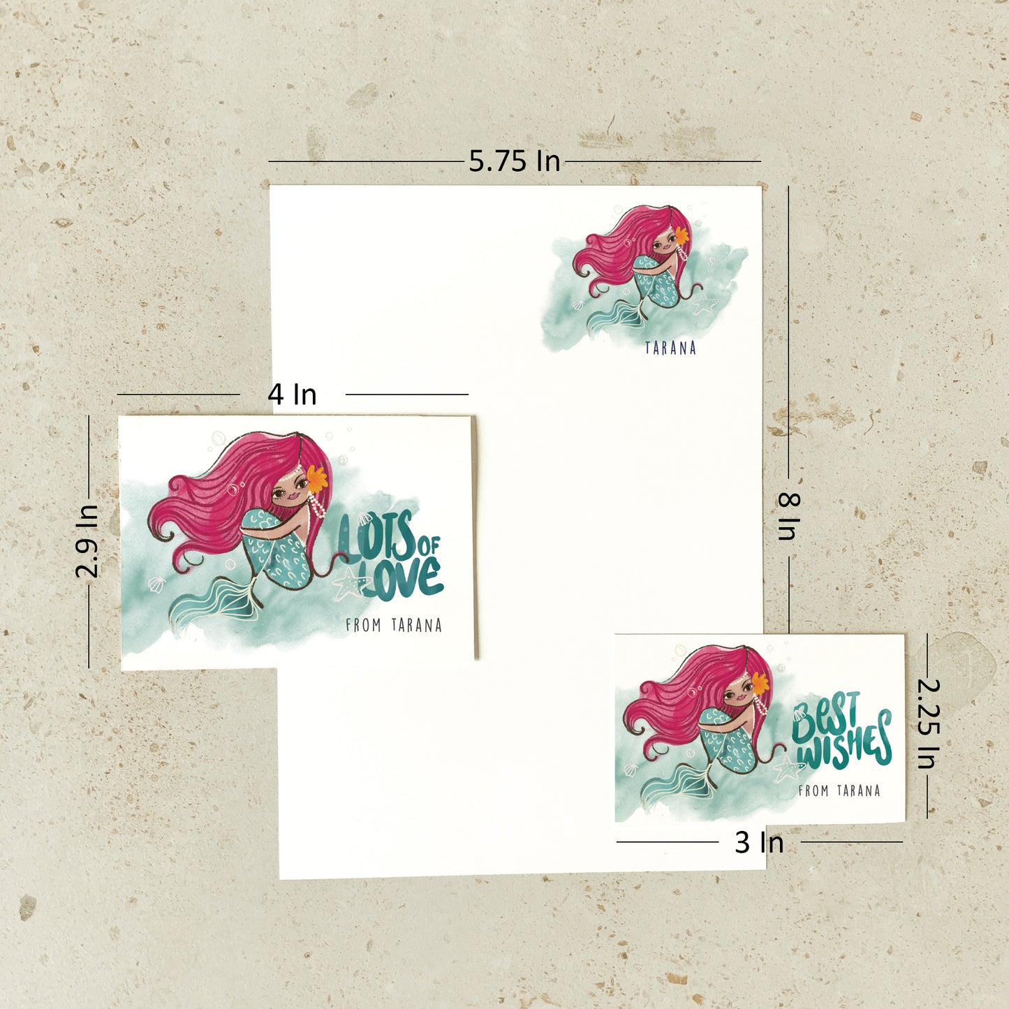 KIT - Mermaid : Personalised Stationery Set