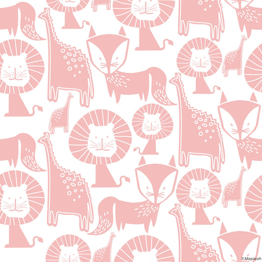 Mapayah DECK Jungle Mix kids room wallpaper pattern in pink