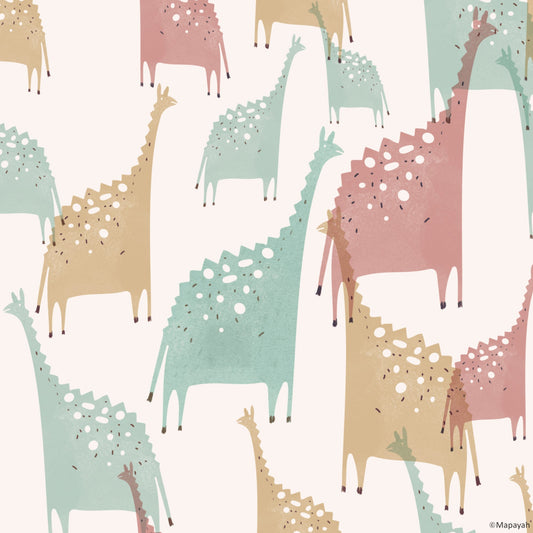 Mapayah DECK Jurassic kids room wallpaper pattern in mild green