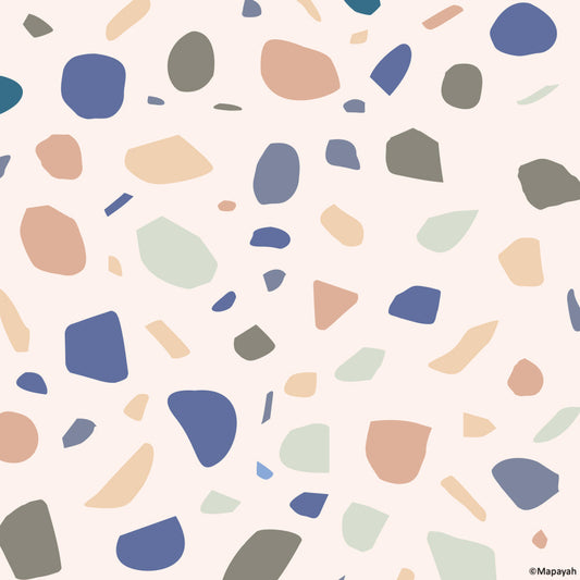 Mapayah DECK Terrazzo kids room wallpaper pattern, colourway 1
