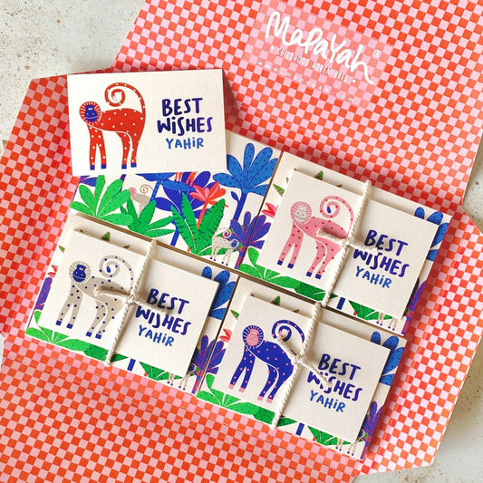 Mapayah KIT Monkey stationery set opened, showing folder contents