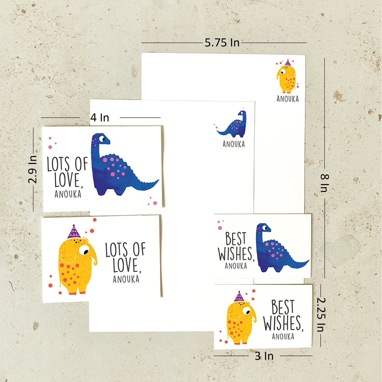 Size and dimensions diagram for Mapayah KIT Overcute stationery set