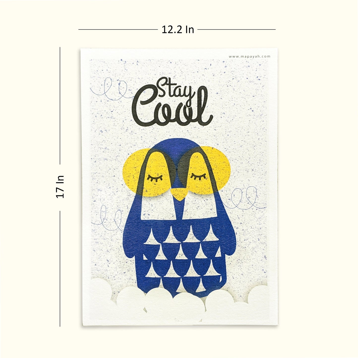 Size diagram for Mapayah PRINTS Cool Penguin wall art in A3 size
