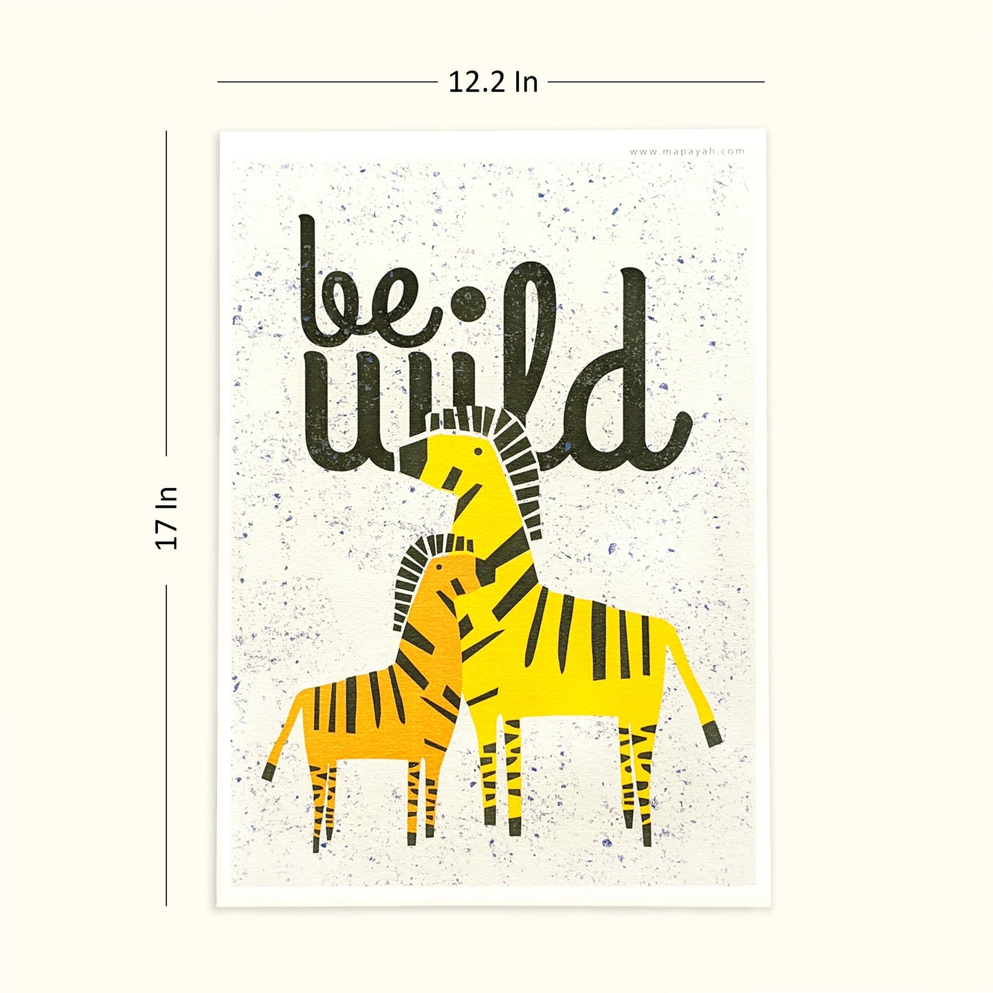 Size diagram for Mapayah PRINTS Zany Zebra wall art in A3 size