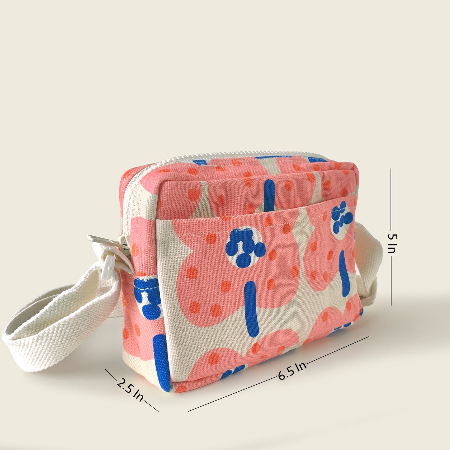 Size and dimensions diagram for Mapayah SLING Bloom kids cross-body bag