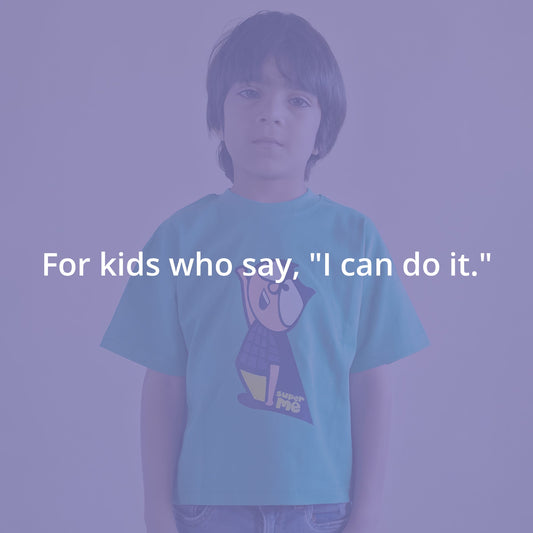 Mapayah Super Me kids t-shirt styled in a lifestyle setting, alternate view