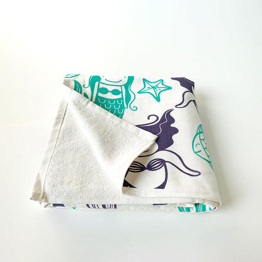 Mapayah WRAP Mermaid Green/Purple kids bath towel, folded view