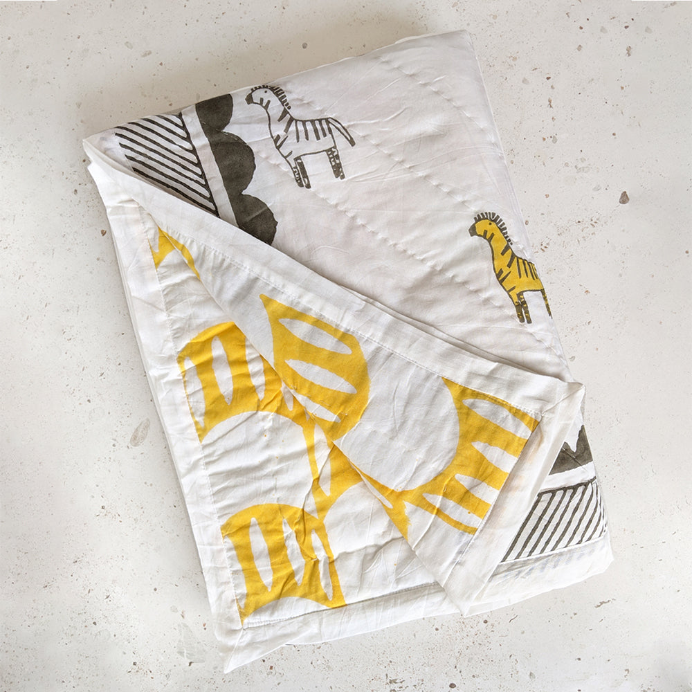 SNUGGLE- Zany Zebra: Quilted Reversible 100% Cotton Kids Blankets by Mapayah - Mapayah