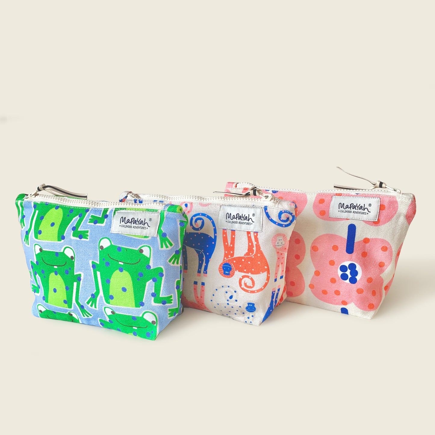 TOUR - Bundle : Set of any 3 Hand-Printed 100% Cotton Kids Toilet Kit by MAPAYAH