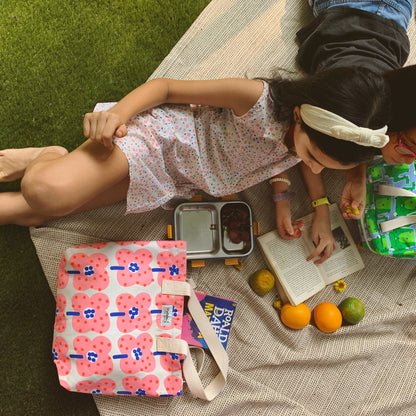 Mapayah FERRY Bloom kids tote bag styled in a lifestyle setting