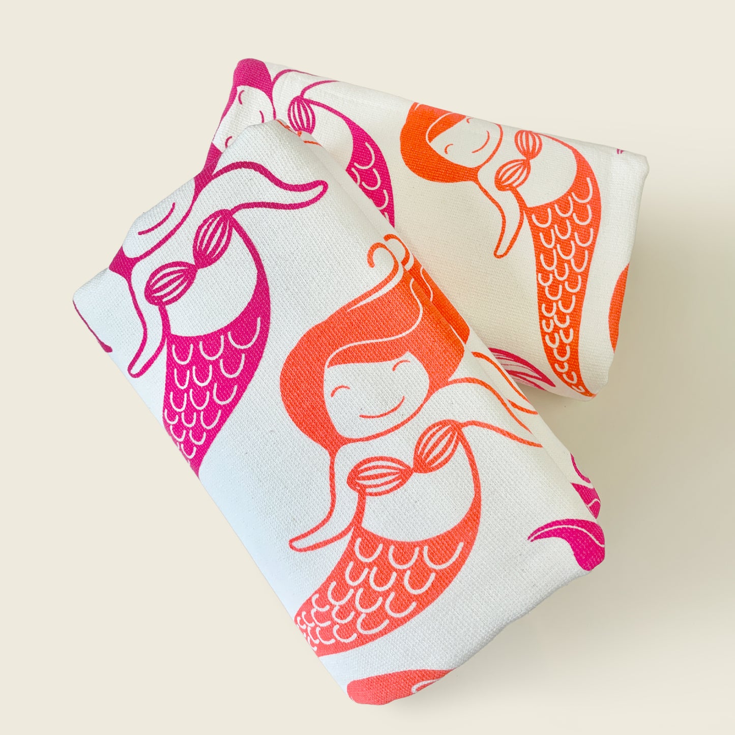 WRAP - Mermaid Pink/Orange : Kids Bath Towel Set Of 2