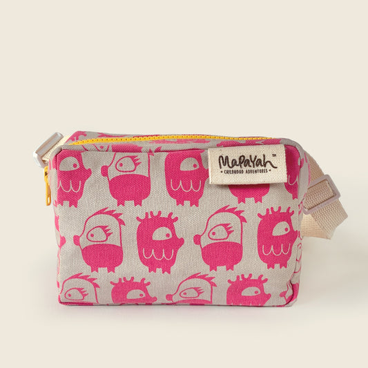 POCKET - Oddling Pink : Hand-Printed 100% Cotton Kids Waist Bag by MAPAYAH