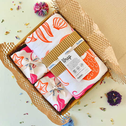 WRAP & SWIPE - Bundle : Lightweight 100% Terry Cotton Kids Bath & Face Towel Set