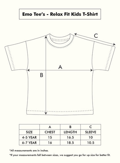 Size chart for Mapayah kids t-shirts