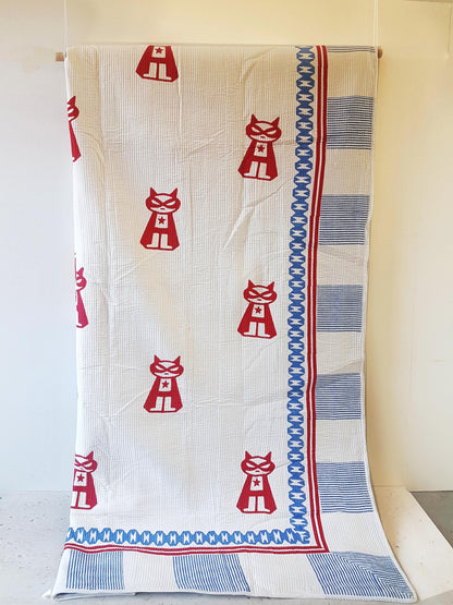 Mapayah COVER Superheroes kids bed cover shown hanging, front angle view