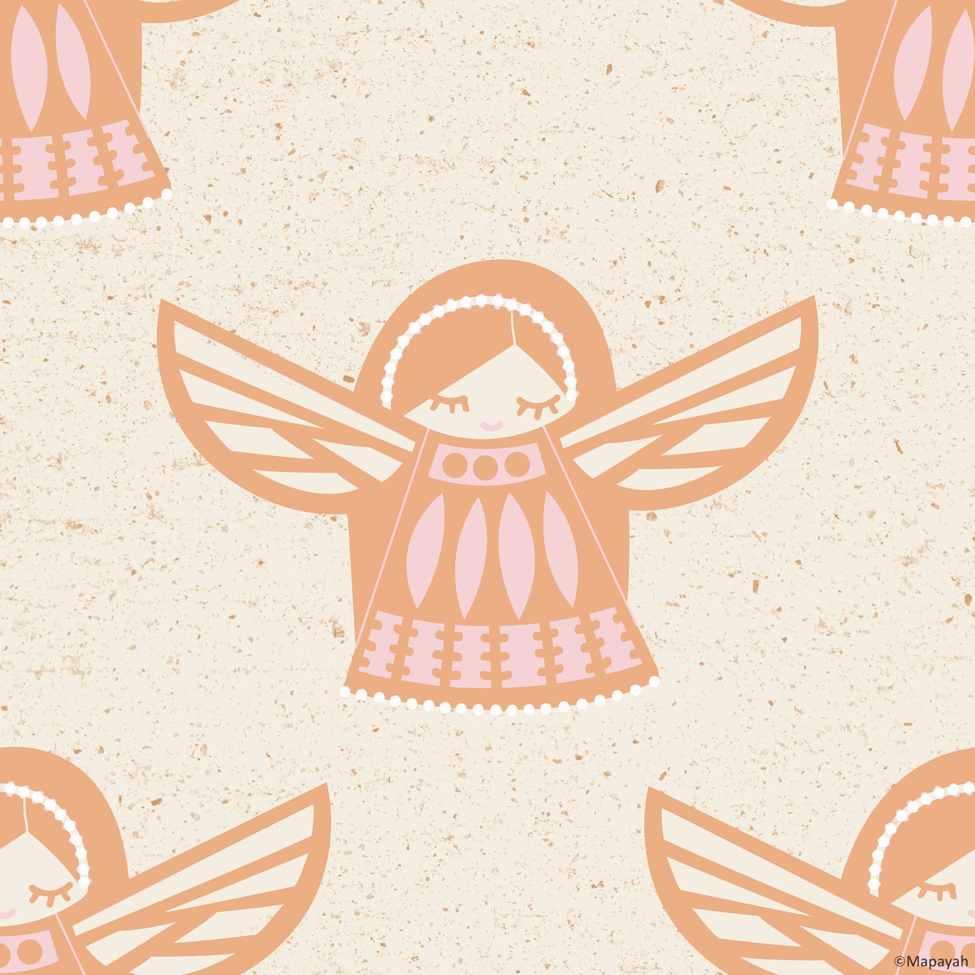Mapayah DECK Angela kids room wallpaper pattern in orange