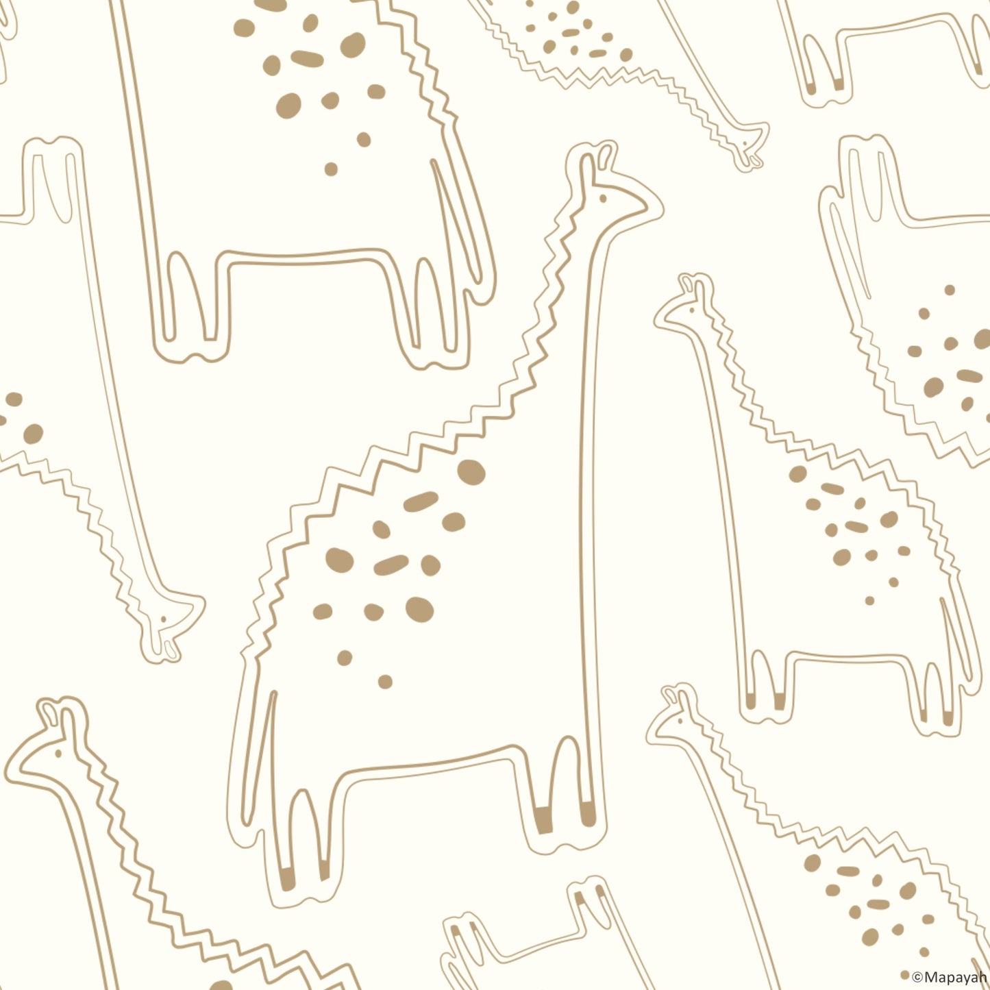 Mapayah DECK Dino kids room wallpaper pattern in brown