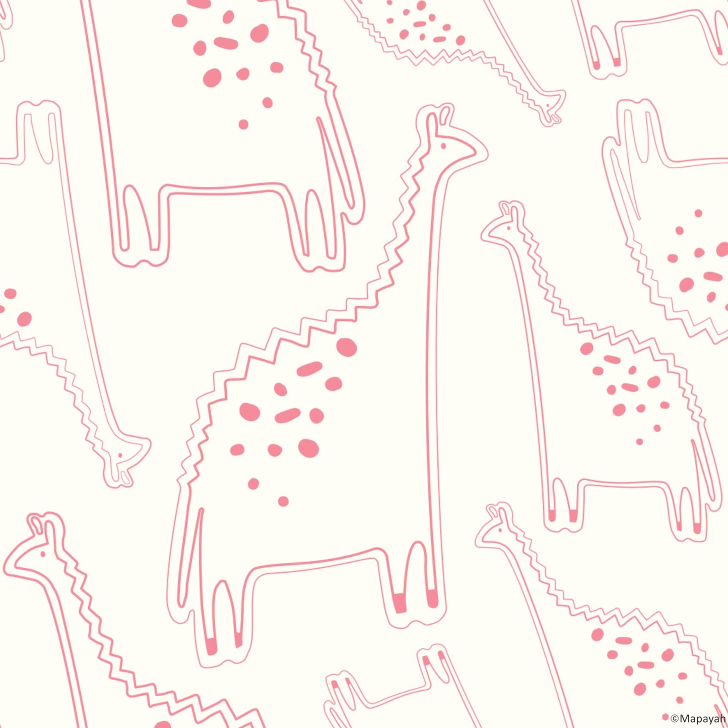Mapayah DECK Dino kids room wallpaper pattern in pink