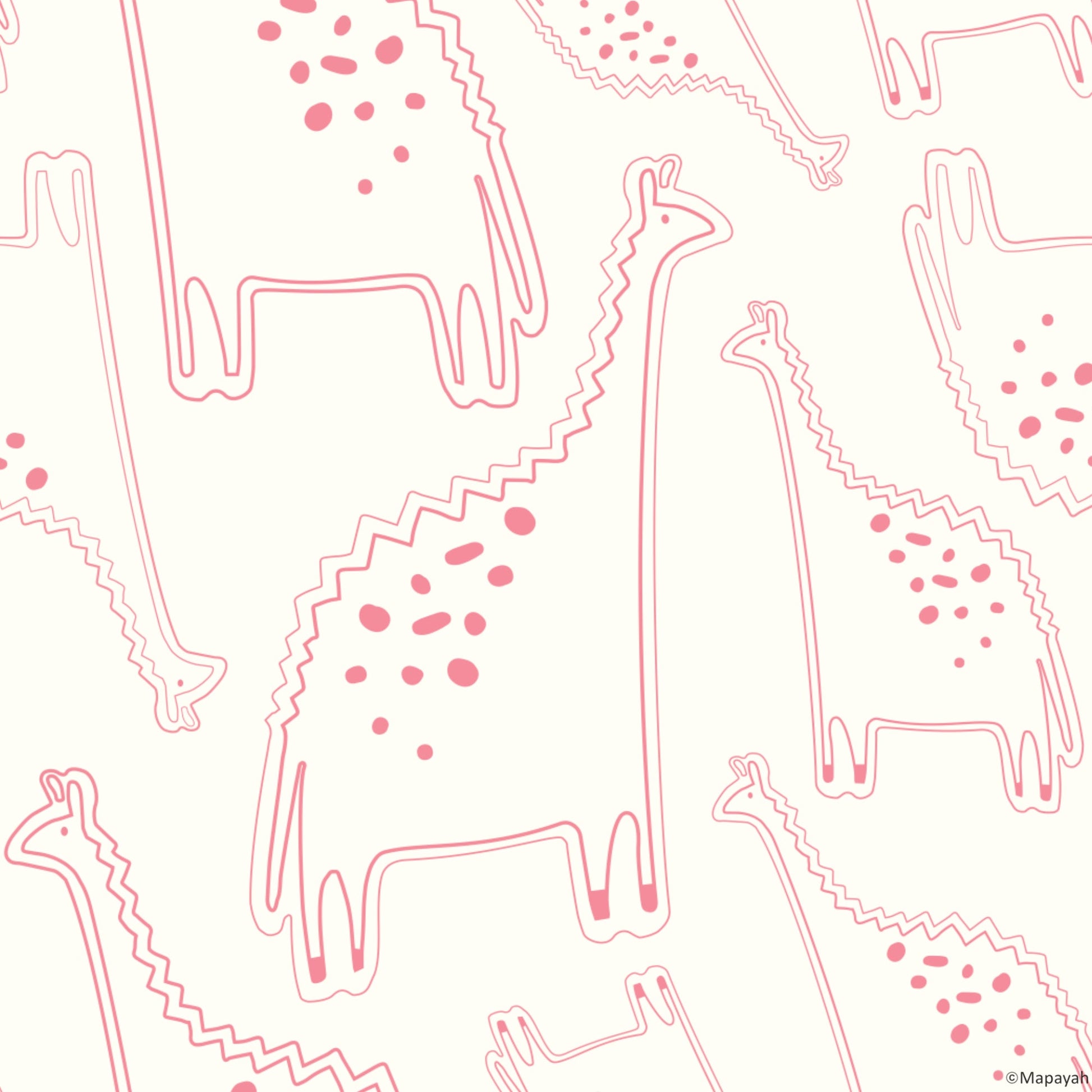Mapayah DECK Dino kids room wallpaper pattern in pink