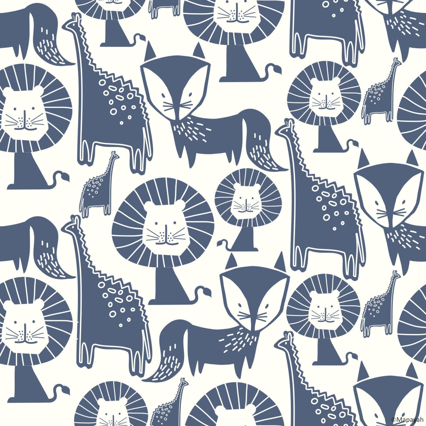 Mapayah DECK Jungle Mix kids room wallpaper pattern in blue