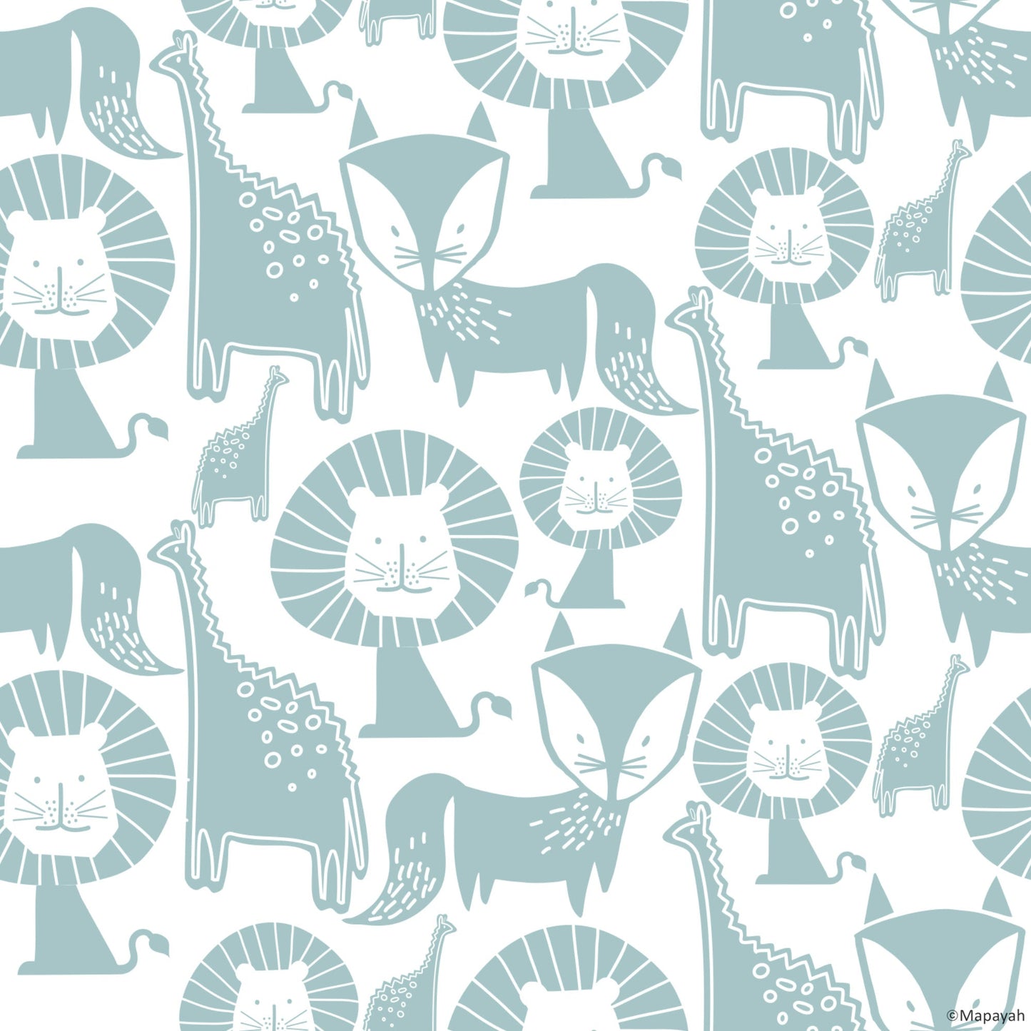 Mapayah DECK Jungle Mix kids room wallpaper pattern in green