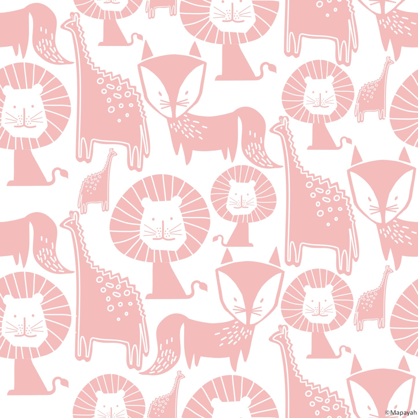 Mapayah DECK Jungle Mix kids room wallpaper pattern in pink
