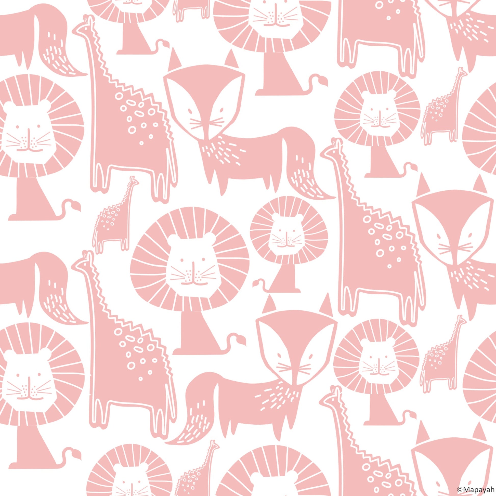 Mapayah DECK Jungle Mix kids room wallpaper pattern in pink