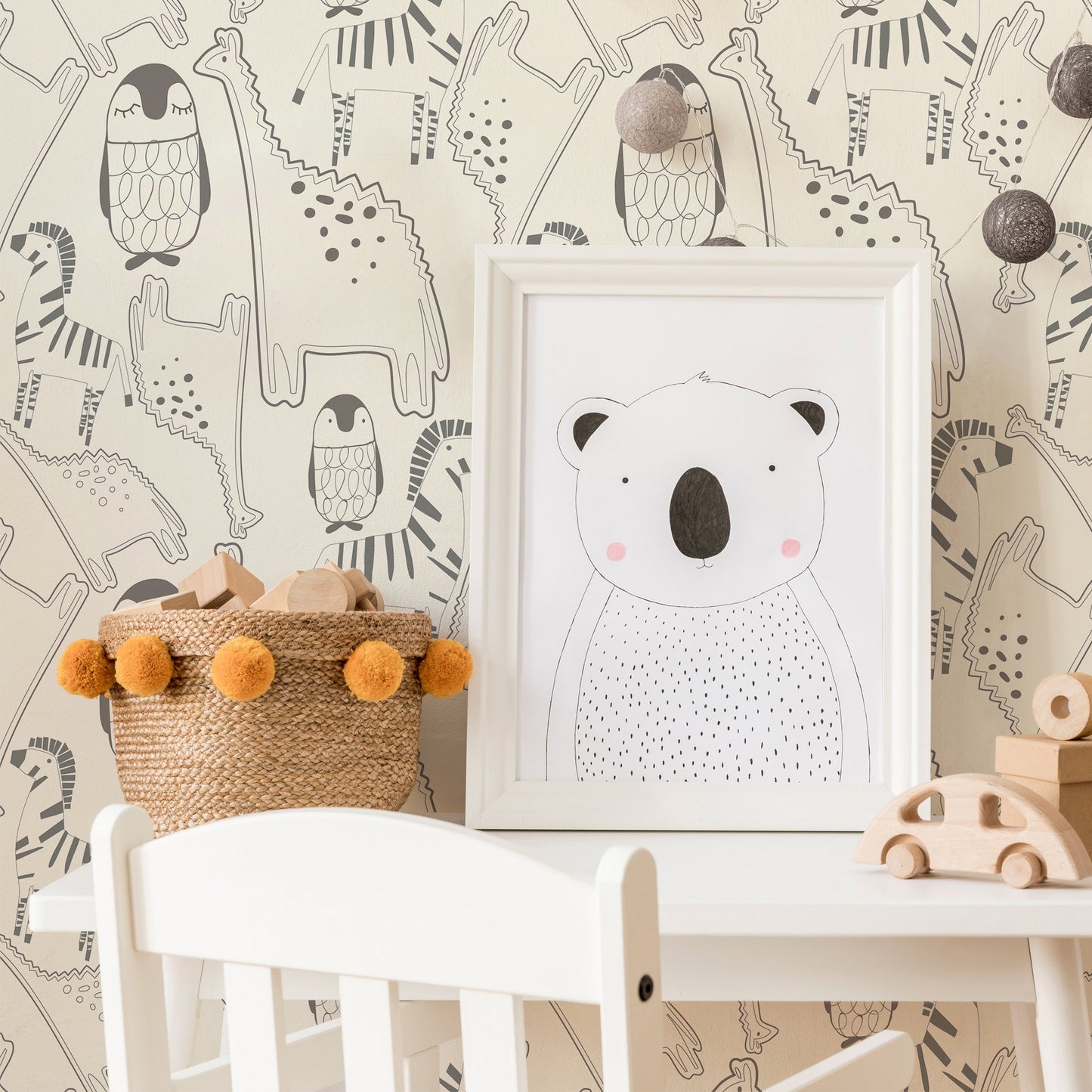 Mapayah DECK Jungled kids room wallpaper styled in a bedroom setting