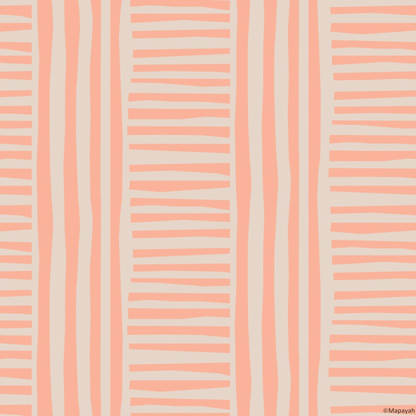 Mapayah DECK Lines kids room wallpaper pattern in orange