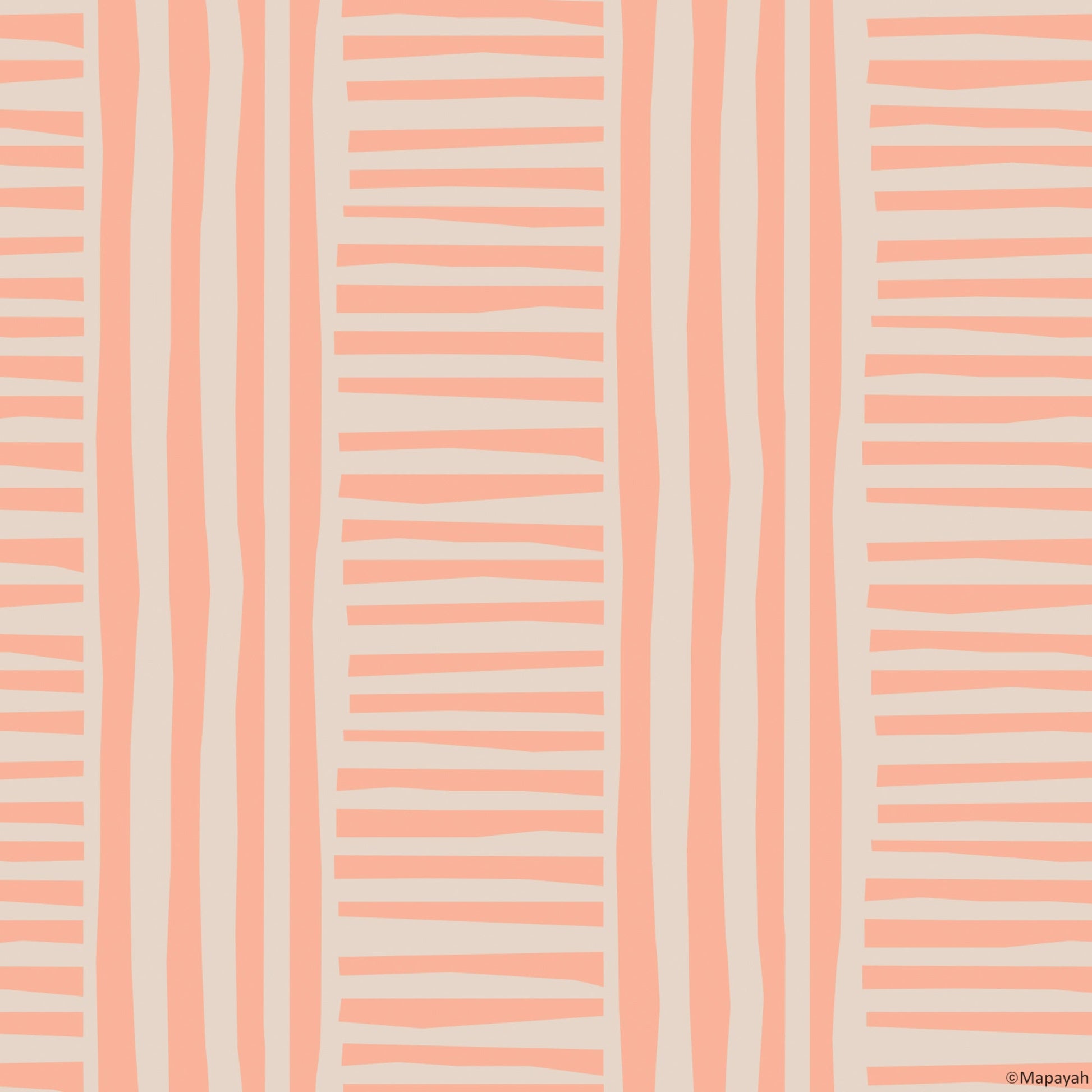 Mapayah DECK Lines kids room wallpaper pattern in orange