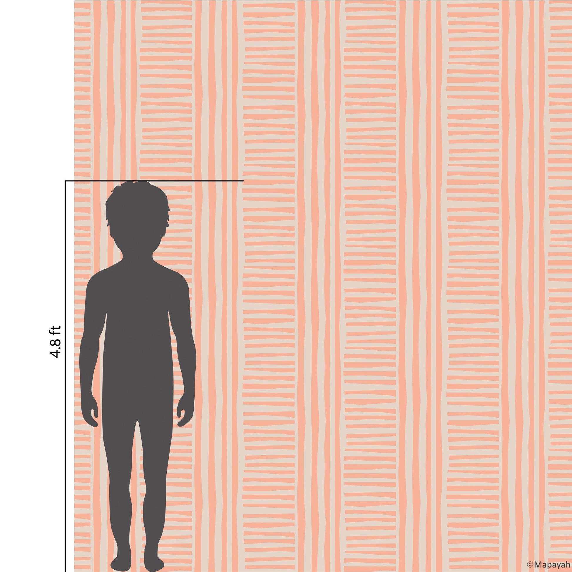 Size and coverage diagram for Mapayah DECK Lines kids room wallpaper