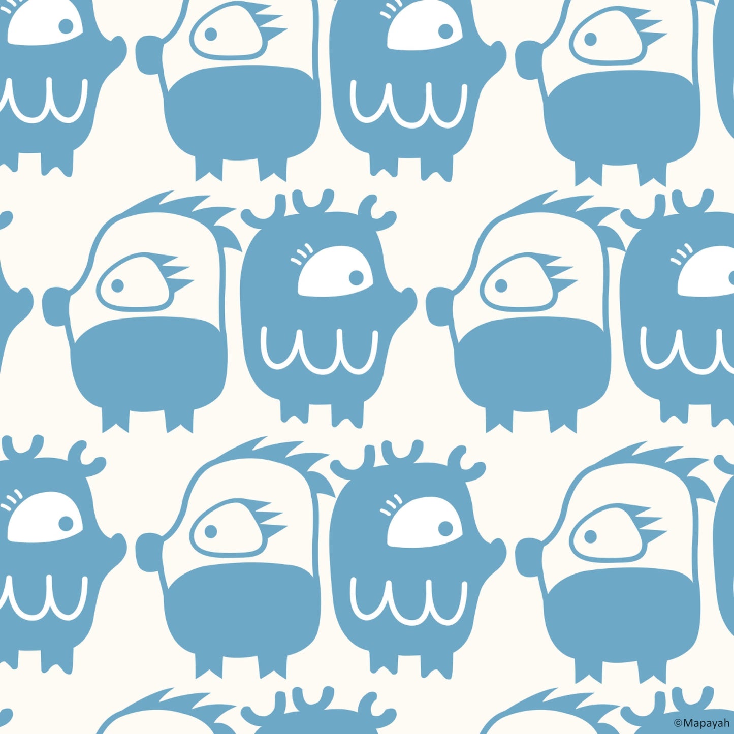 Mapayah DECK Oddlings kids room wallpaper pattern in blue