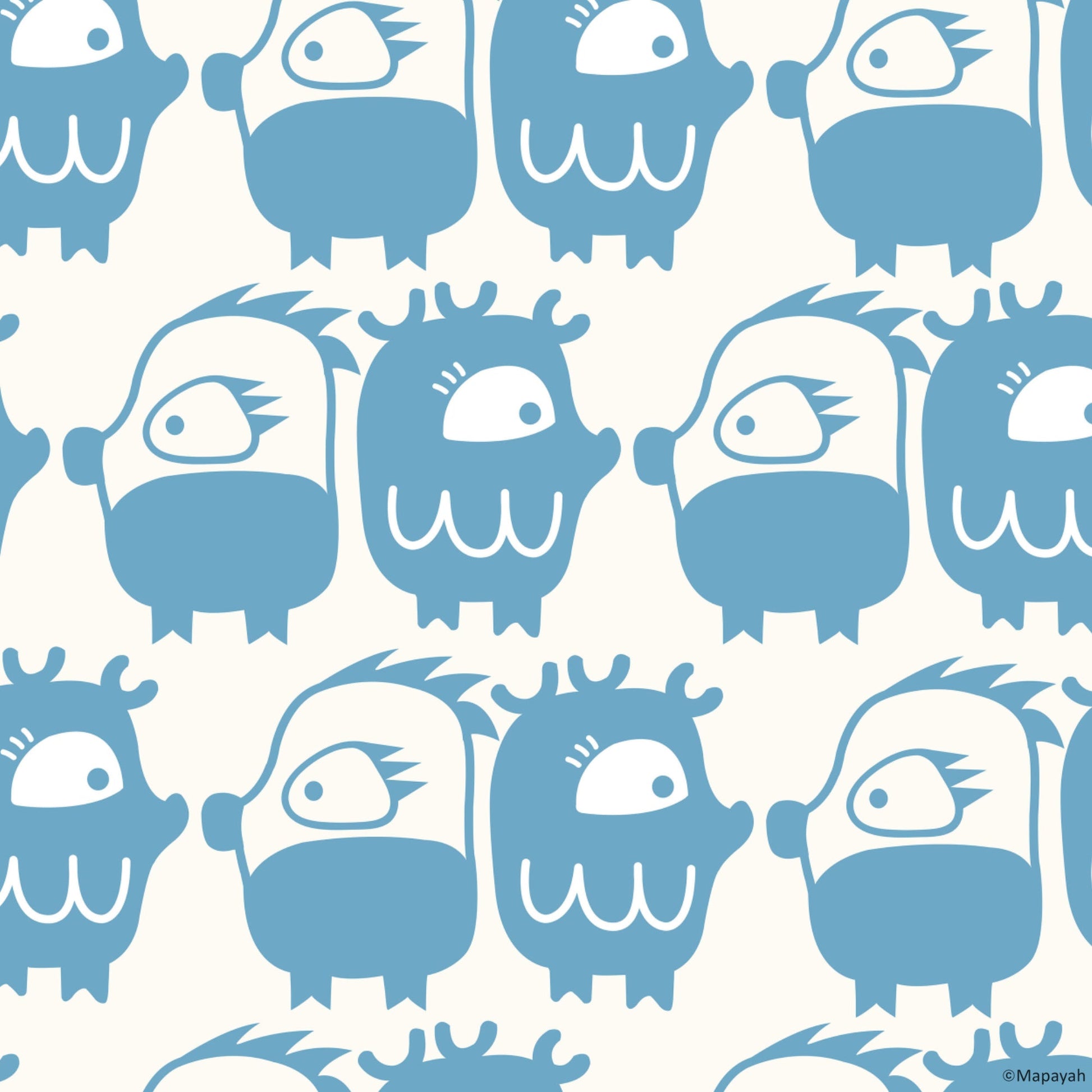 Mapayah DECK Oddlings kids room wallpaper pattern in blue