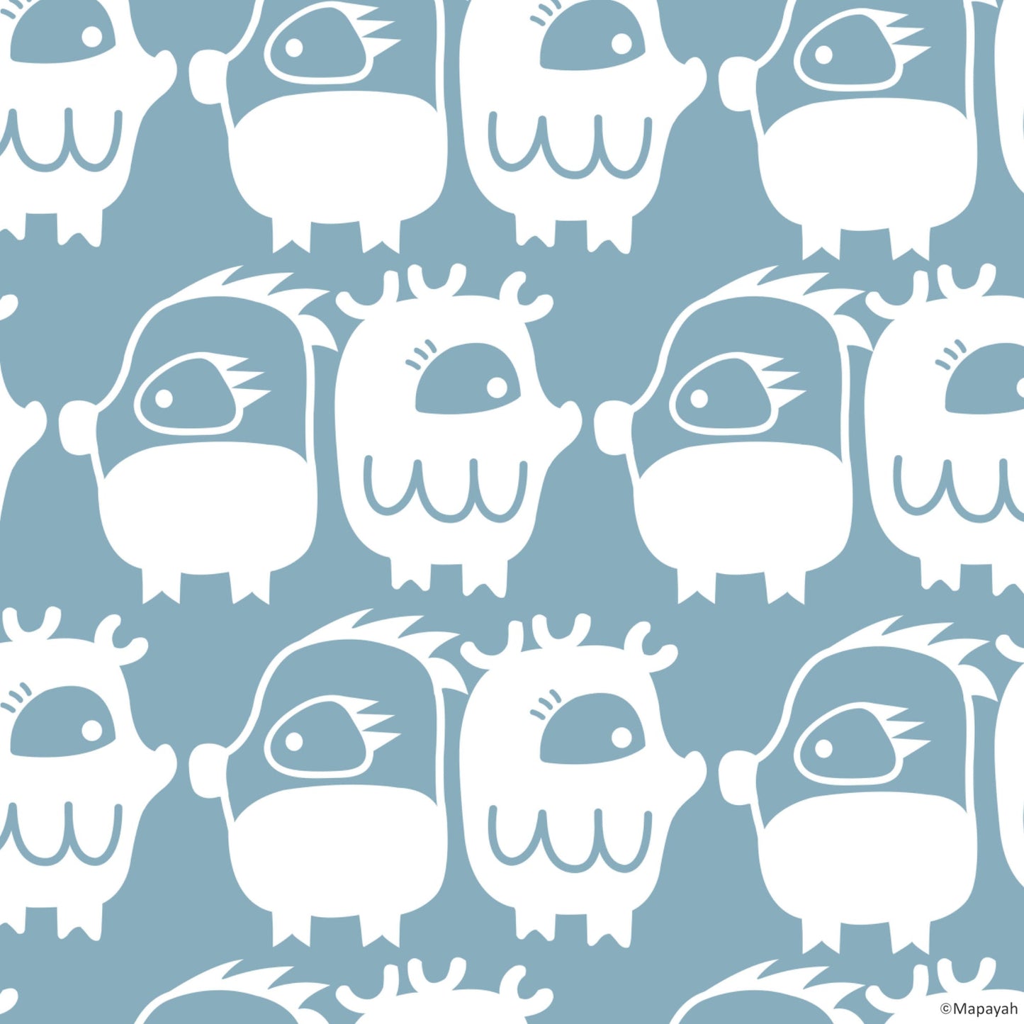 Mapayah DECK Oddlings kids room wallpaper pattern in ocean colorway