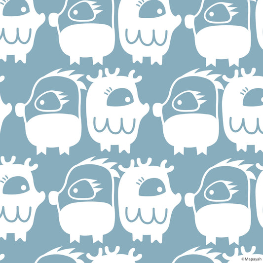 Mapayah DECK Oddlings kids room wallpaper pattern in ocean colorway