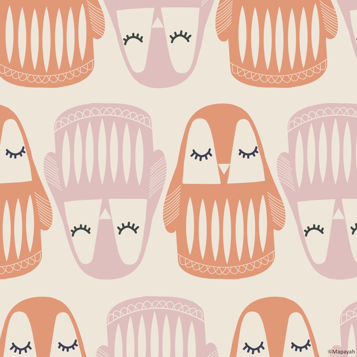 Mapayah DECK Pingoo kids room wallpaper pattern in orange