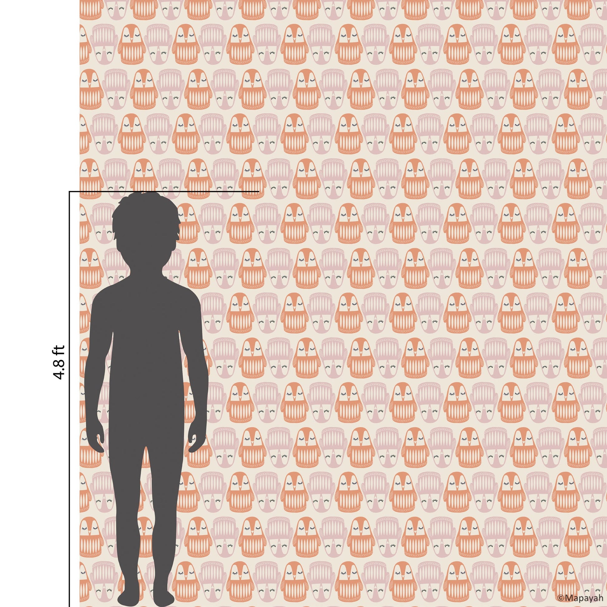 Size and coverage diagram for Mapayah DECK Pingoo kids room wallpaper