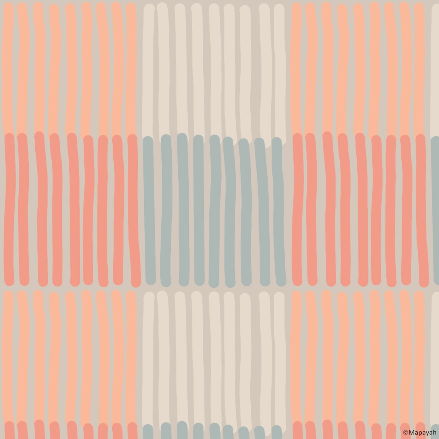 Mapayah DECK Stripey kids room wallpaper pattern in orange