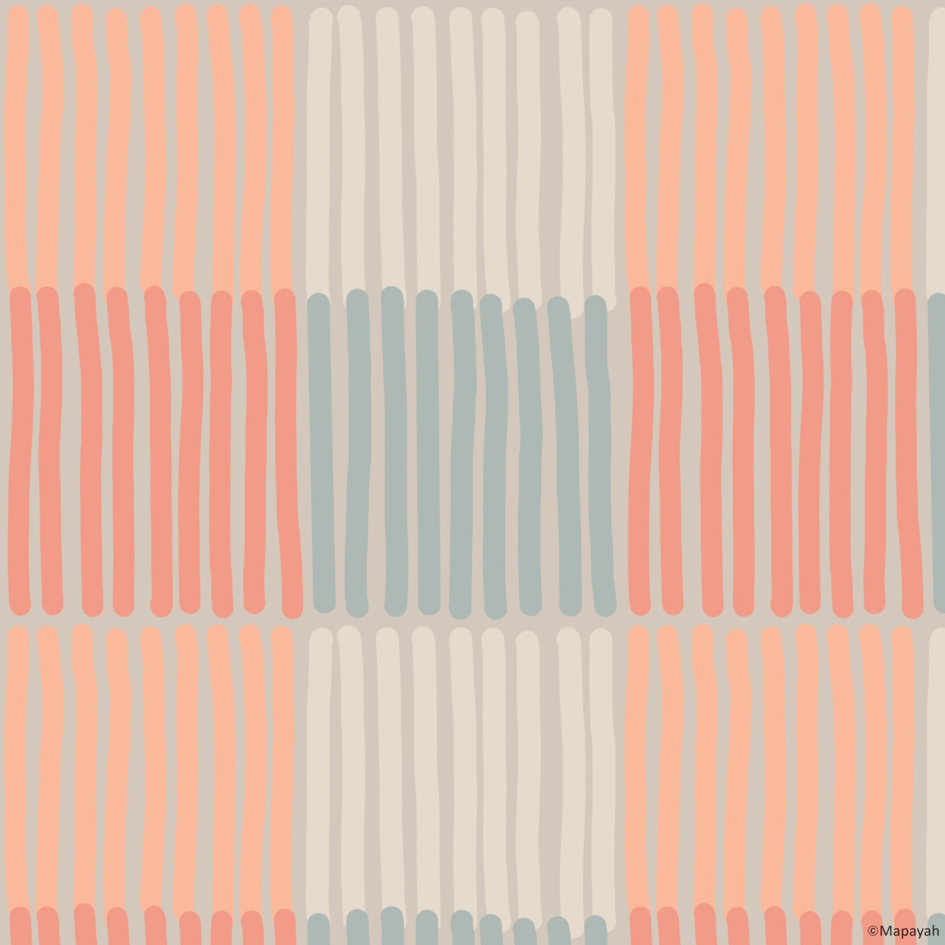 Mapayah DECK Stripey kids room wallpaper pattern in orange