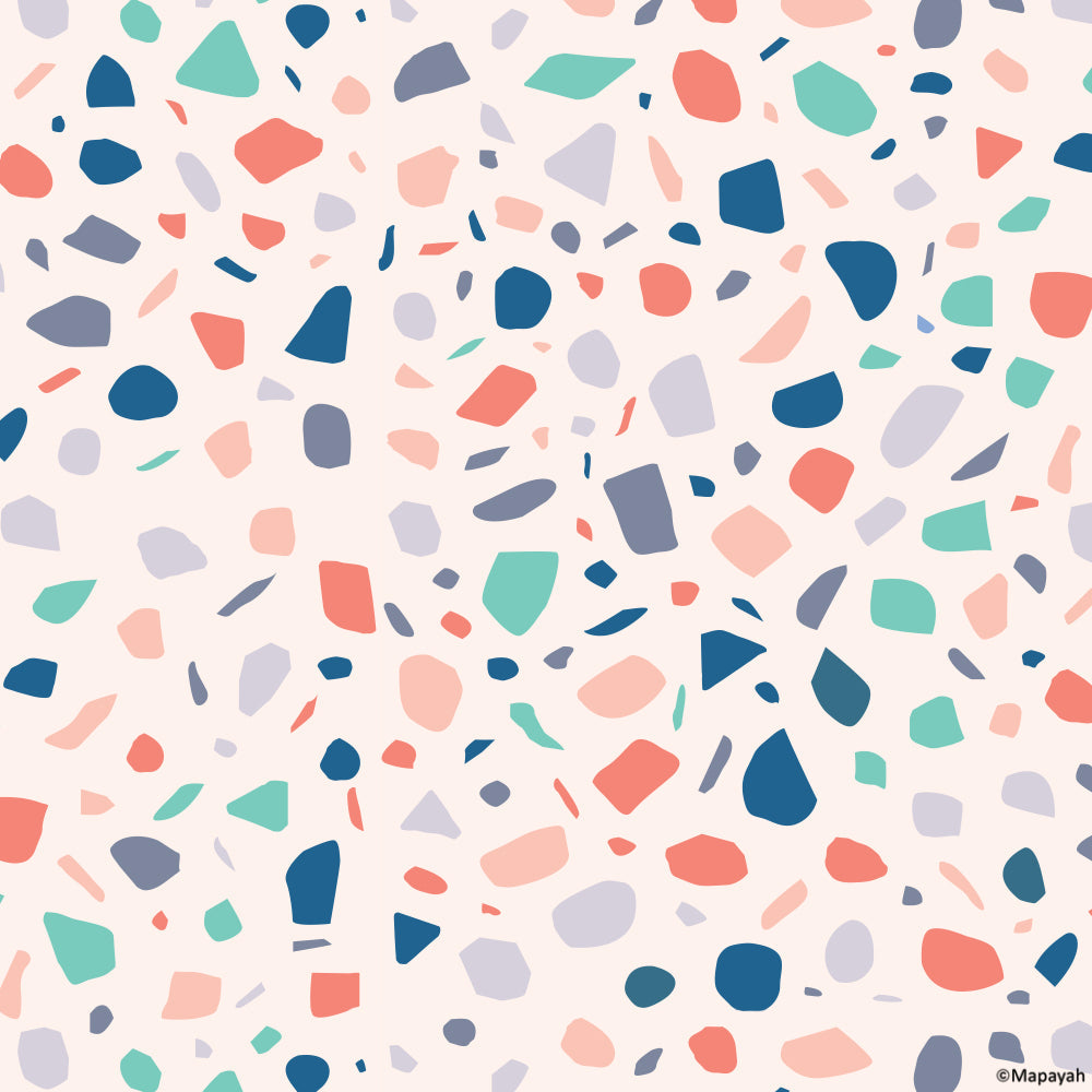 Mapayah DECK Terrazzo kids room wallpaper pattern, colourway 2