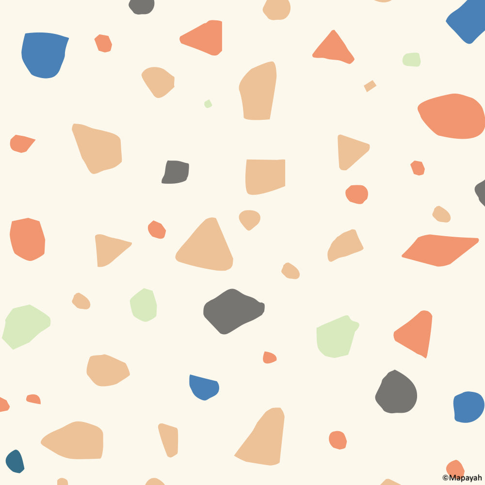 Mapayah DECK Terrazzo kids room wallpaper pattern, colourway 3
