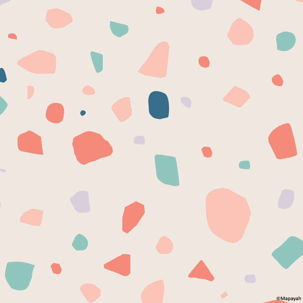 Mapayah DECK Terrazzo kids room wallpaper pattern, colourway 6