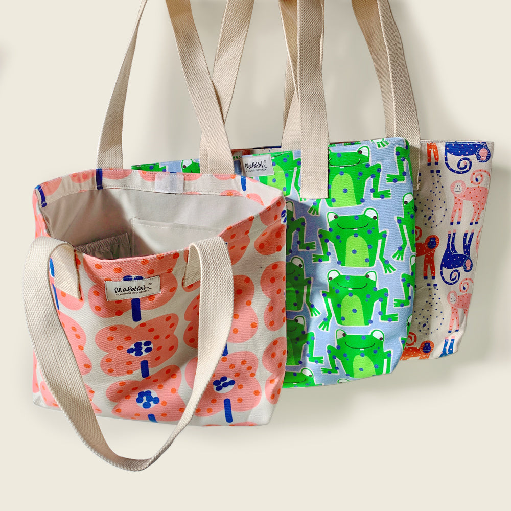 Mapayah kids tote bag styled in a lifestyle setting