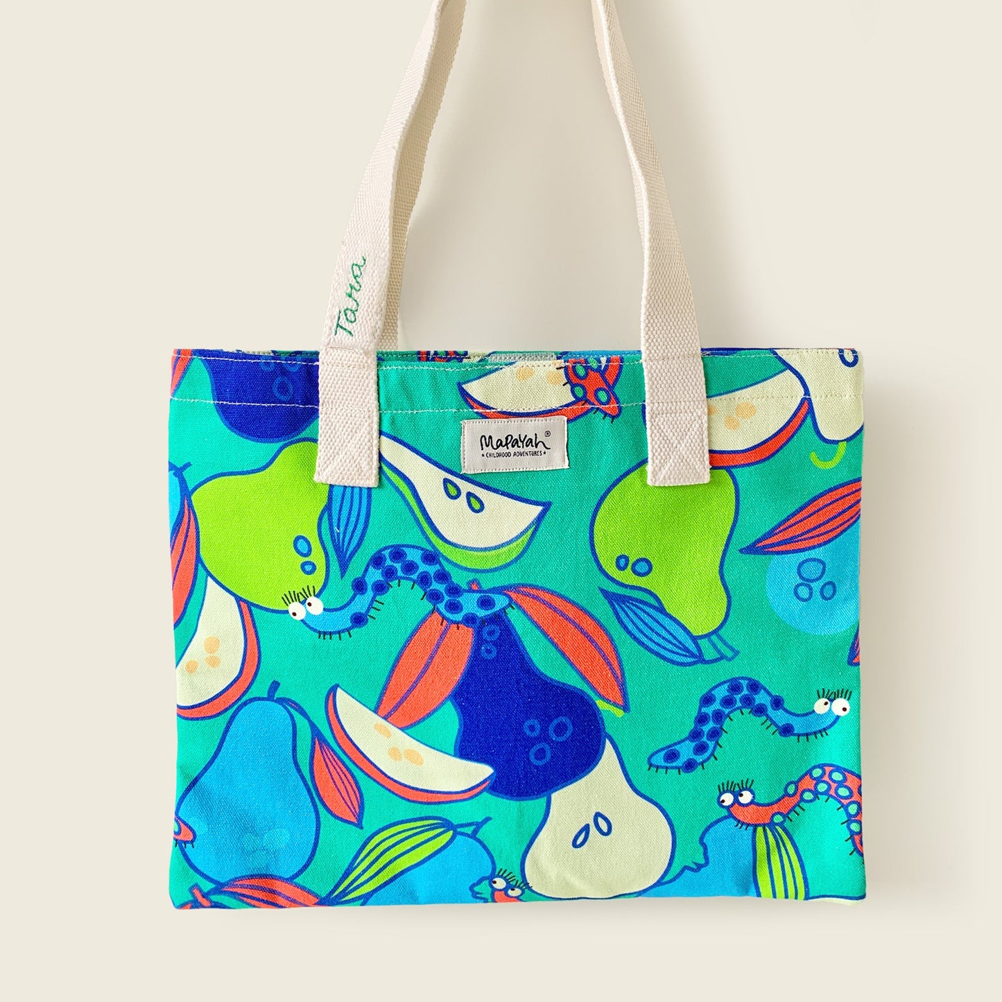 Mapayah FERRY Pome kids tote bag with personalisation, front angle view
