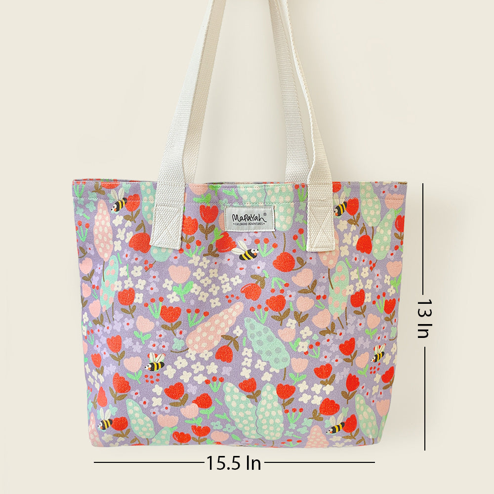 Size and dimensions diagram for Mapayah FERRY Spring kids tote bag