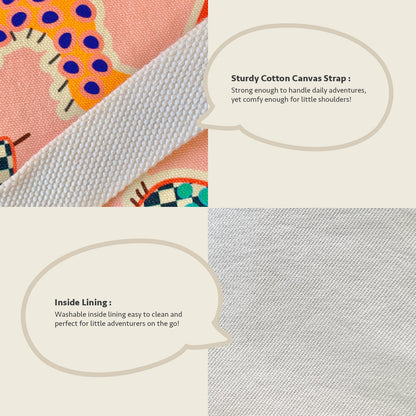 Close-up feature detail of Mapayah FERRY Wiggle Pink kids tote bag fabric