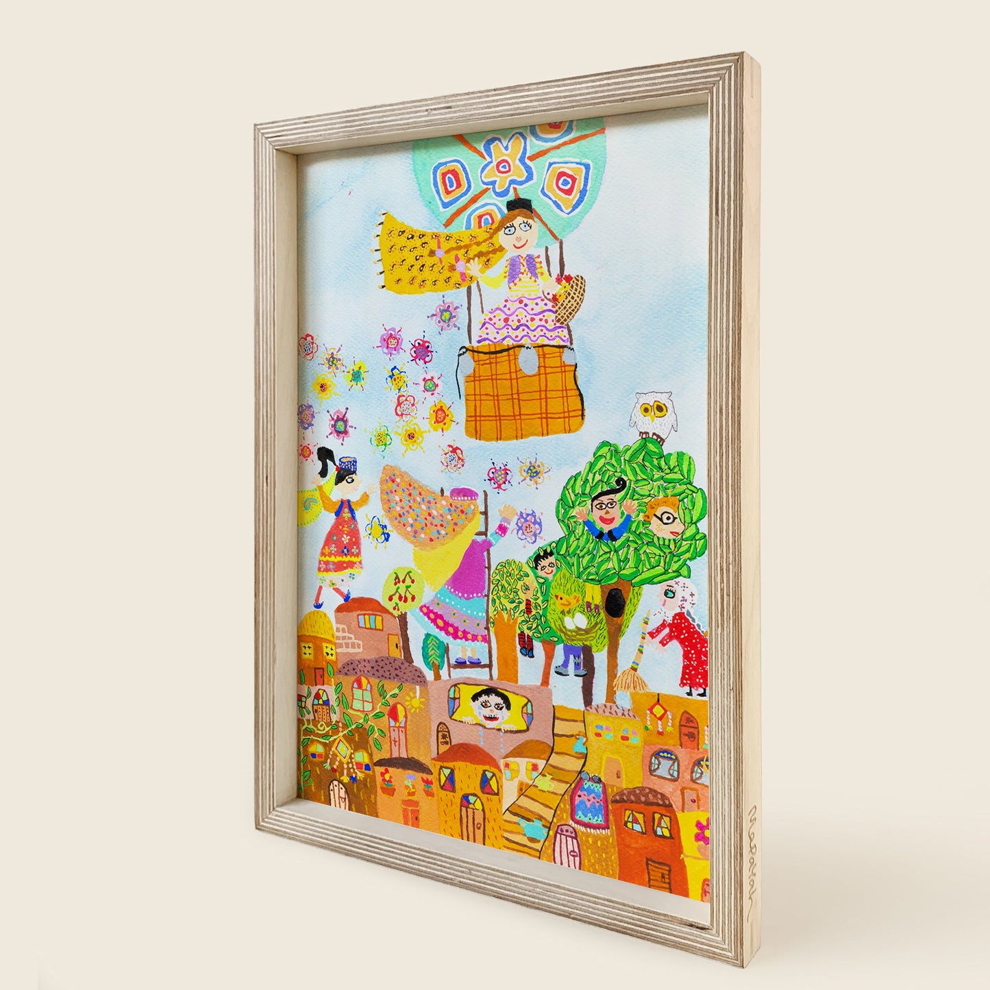 Mapayah FLAUNT A3 magnetic birchwood art frame in white, right angle view