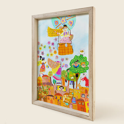 Mapayah FLAUNT A3 magnetic birchwood art frame in white, right angle view