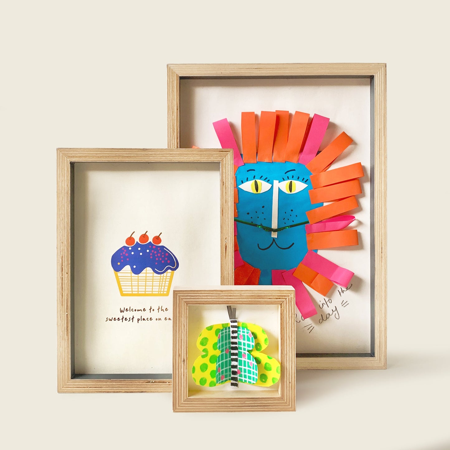 Mapayah FLAUNT A3, A4 and 5x5 magnetic art frame set in grey, front angle view