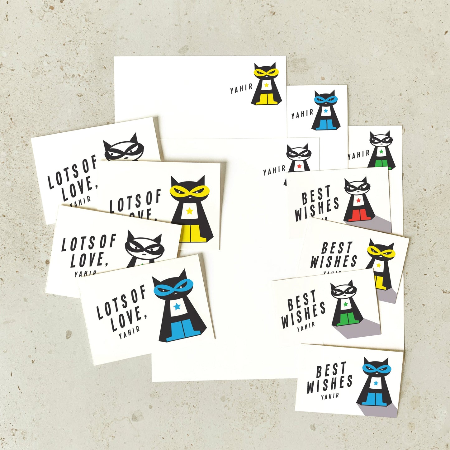 Mapayah KIT Supermeow personalised stationery set folder, front angle view
